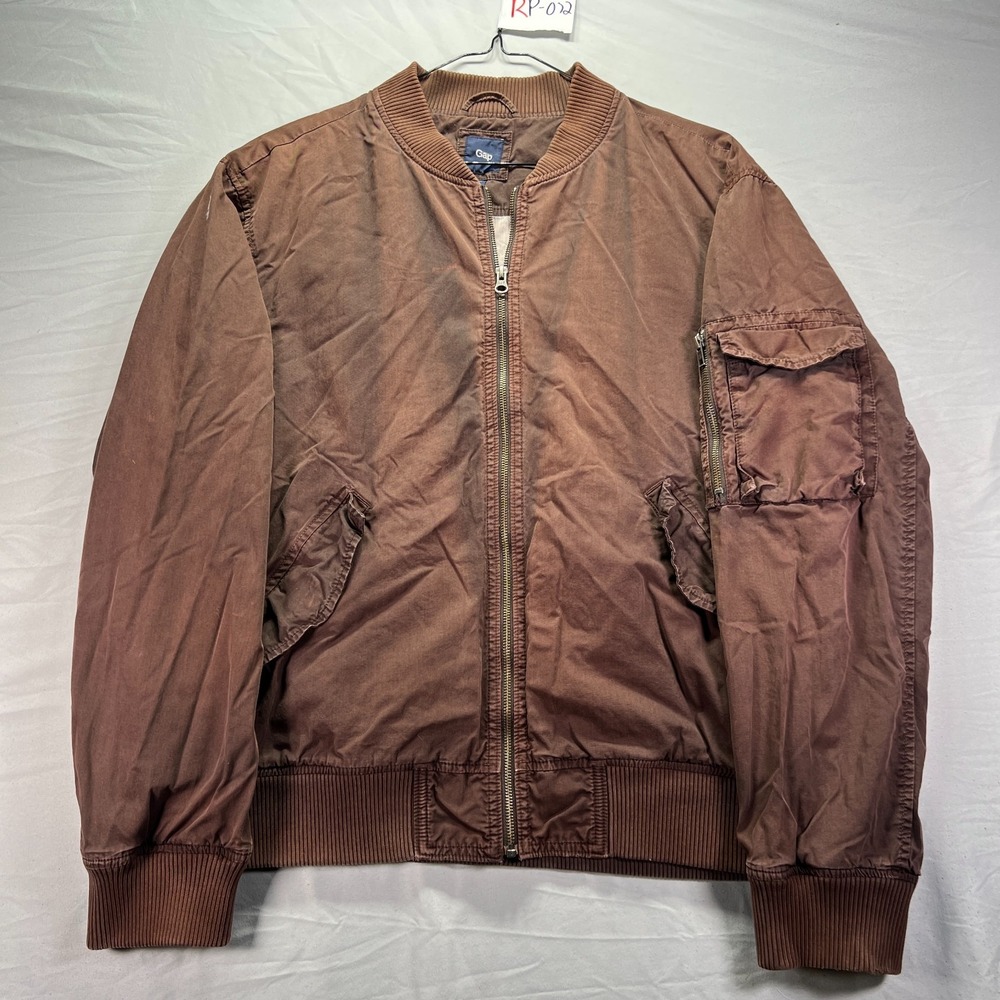 Gap Bomber Jacket Mens XL Brown Full Zip Canvas Utility Flight Military Style